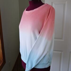 Splendid Waffle Knit Thermal Ombre Shirt S oversized long sleeve neopolitan top